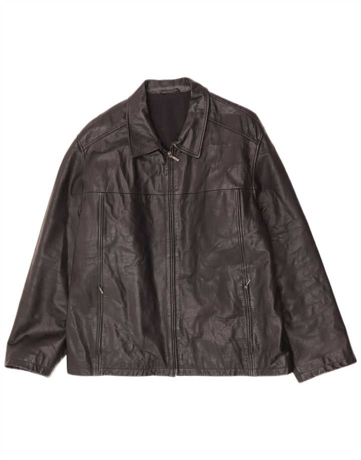 Jaqueta de couro masculina I NAVIGLI IT 56 3XL preta