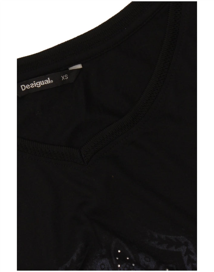 Túnica feminina Desigual com padrão abstrato sem mangas UK 6 XS preto
