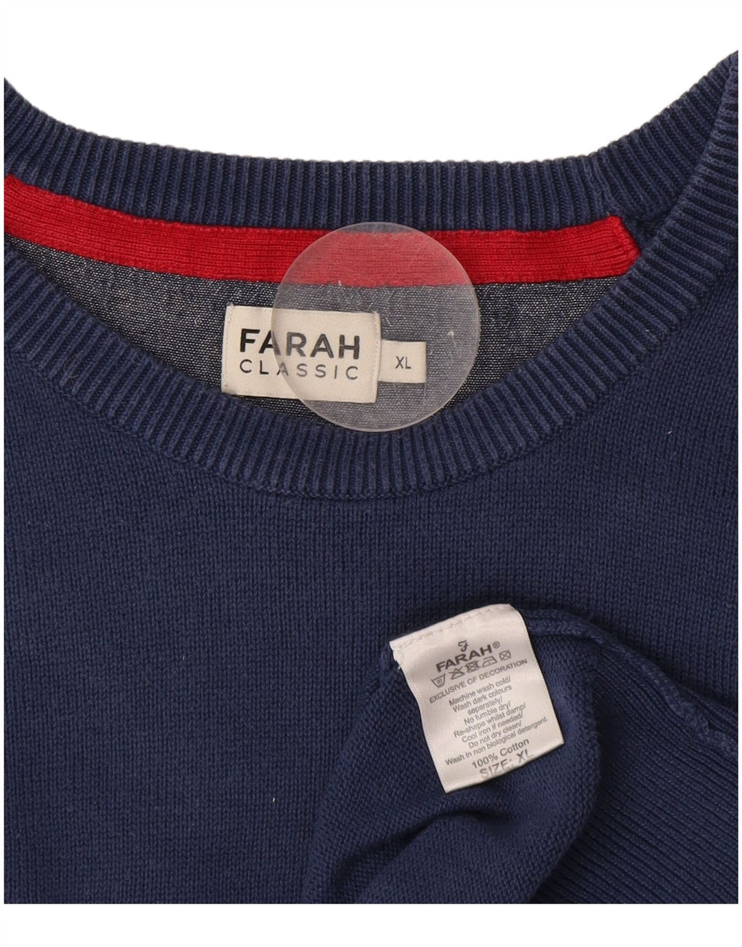 Suéter masculino Farah clássico com gola canoa XL azul marinho algodão