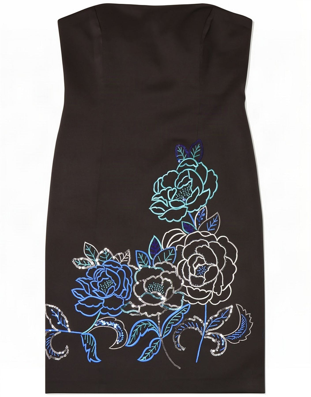 Debut vestido feminino sem alças Reino Unido 14 poliéster floral preto médio