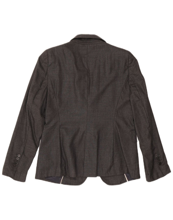Jaqueta blazer feminina Zara com 1 botão EUA 8 lã cinza médio