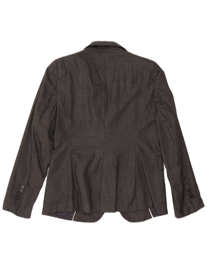 Jaqueta blazer feminina Zara com 1 botão EUA 8 lã cinza médio