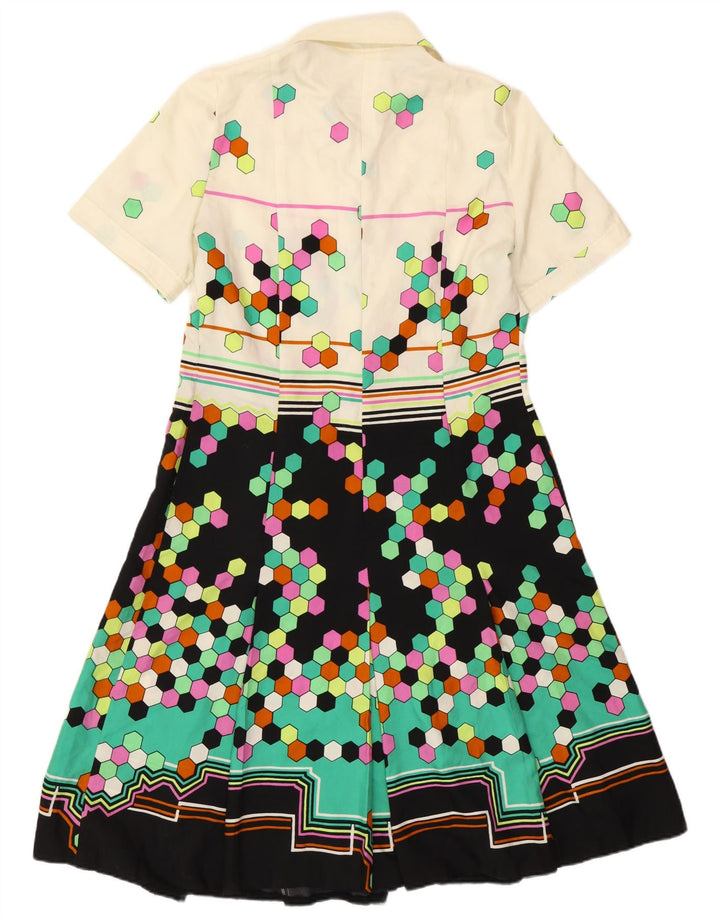 Vestido feminino Roslein A-Line UK 12 médio multicolorido geométrico
