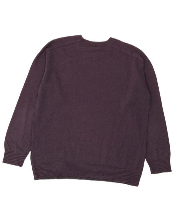 Adidas Mens Crew Neck Jumper Suéter XL Roxo Listrado Acrílico