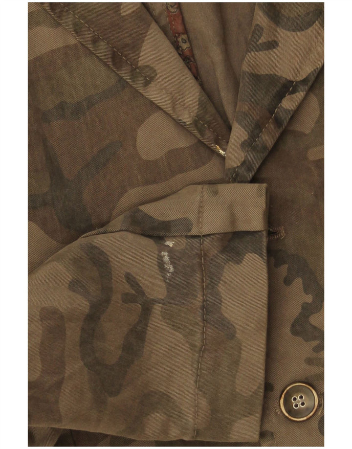 Jaqueta Blazer Masculina Guess com 3 Botões IT 46 Algodão Camuflado Marrom Pequeno