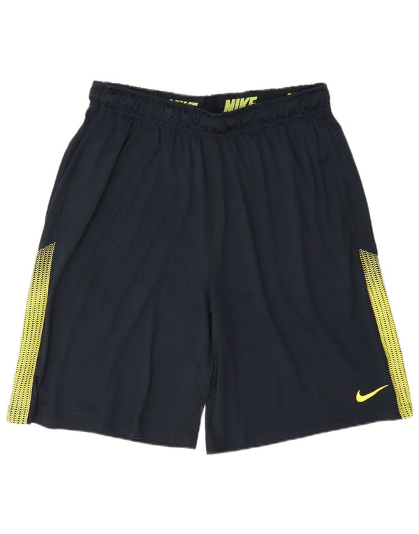 Shorts esportivos masculinos Nike Dri Fit grande poliéster colorblock azul marinho