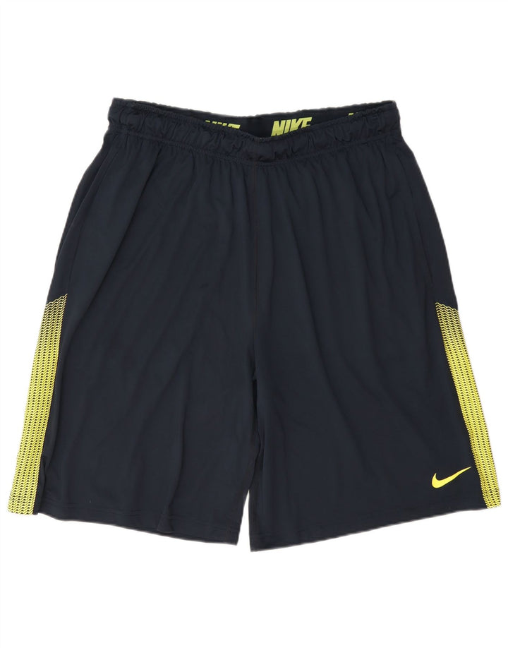 Shorts esportivos masculinos Nike Dri Fit grande poliéster colorblock azul marinho