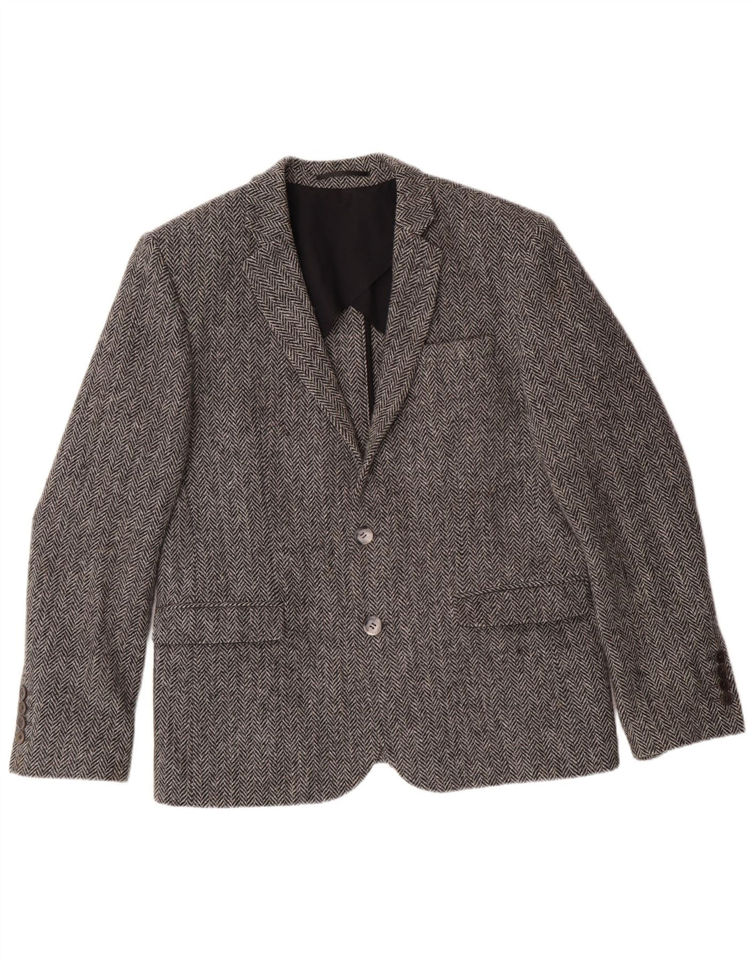 Jaqueta blazer masculina HARRIS TWEED UK 40 grande cinza espinha de peixe clássico