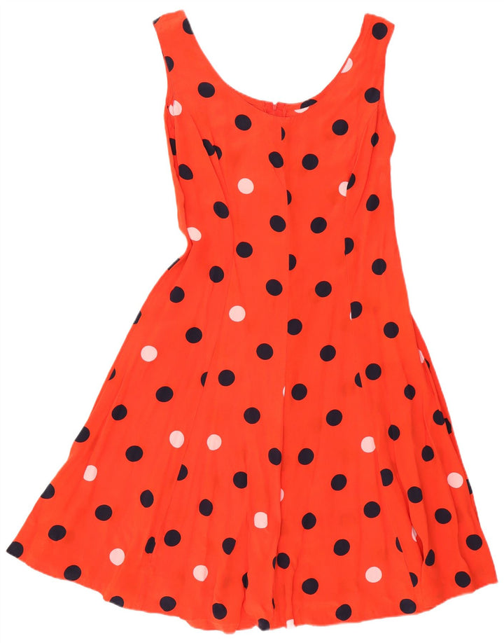 Vestido de verão feminino vintage Reino Unido 14 bolinhas vermelhas médias