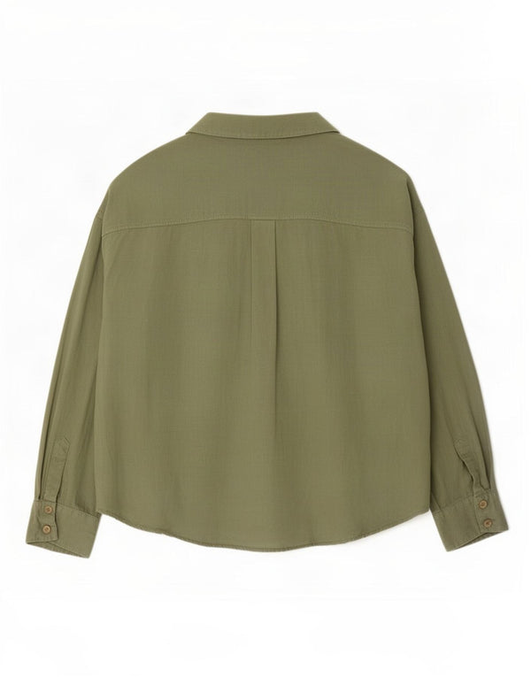 Camisa Overshirt Feminina Zara Reino Unido 14 Linho Verde Médio