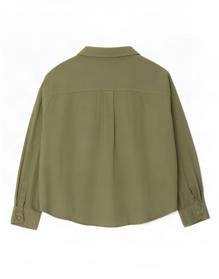 Camisa Overshirt Feminina Zara Reino Unido 14 Linho Verde Médio
