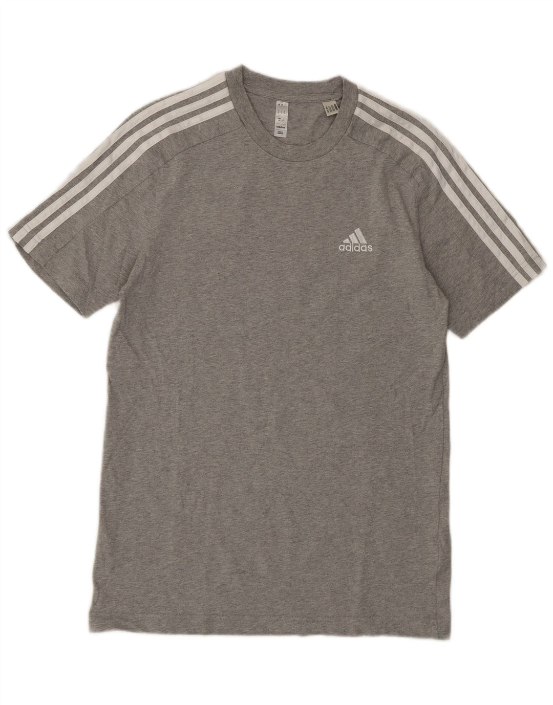 Adidas Mens Camiseta Top Pequeno Algodão Cinza