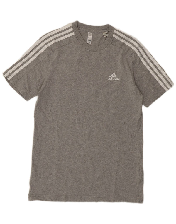 Adidas Mens Camiseta Top Pequeno Algodão Cinza