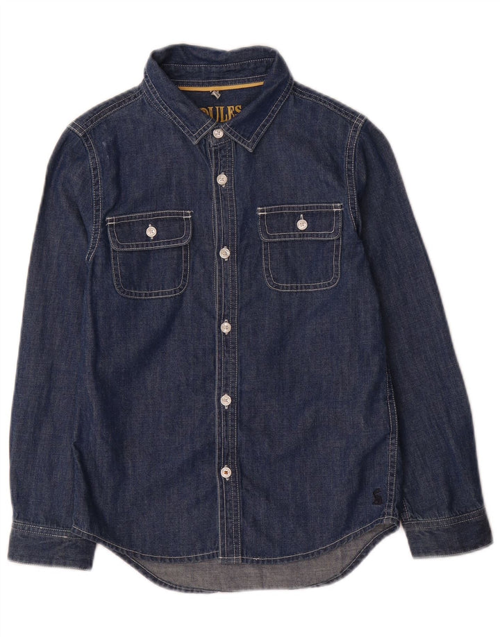 Camisa jeans Joules Boys 7-8 anos azul marinho algodão
