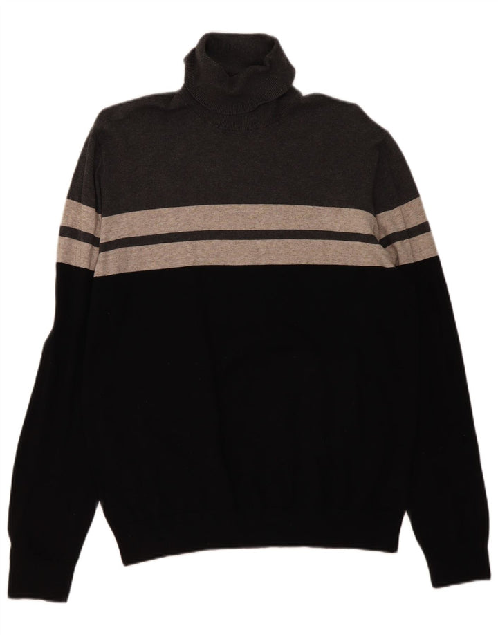 Suéter masculino Marks & Spencer com gola redonda grande bloco colorido preto