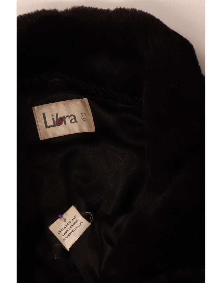 Sobretudo feminino de pele sintética Libra UK 16 grande modacril preto