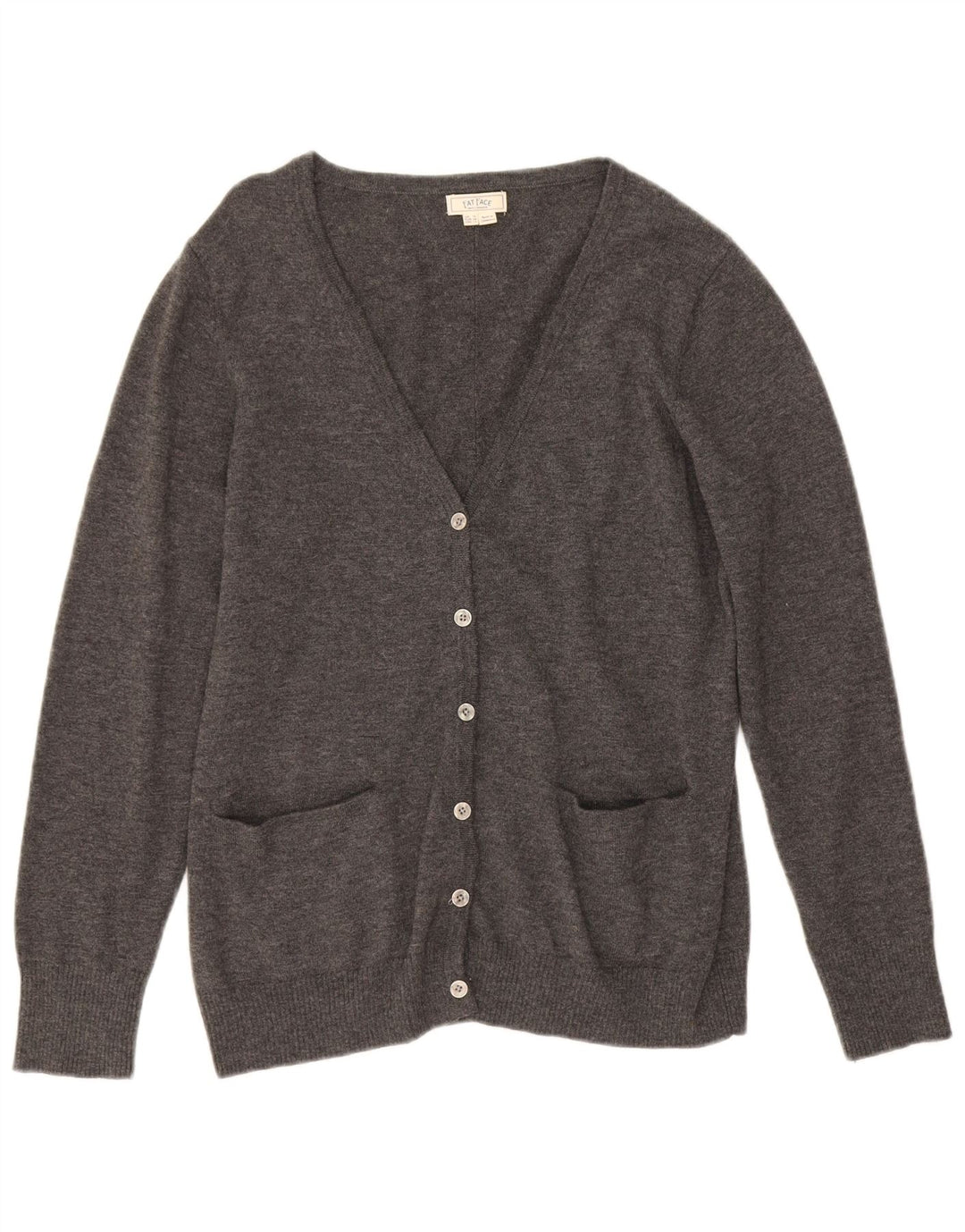 Suéter Cardigan Feminino Fat Face Reino Unido 16 Lã Cinza Grande