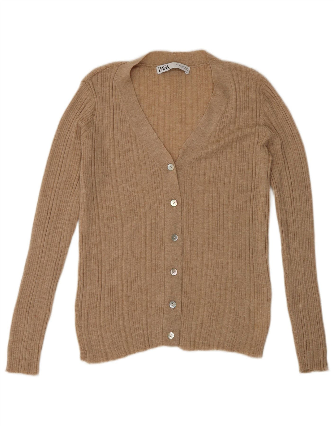 Suéter cardigã feminino Zara Reino Unido 10 pequeno bege nylon