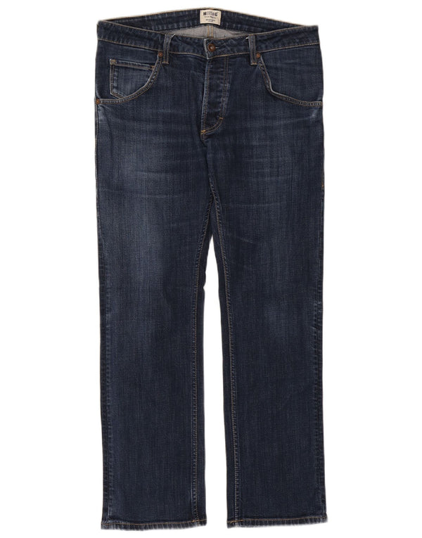 MUSTANG Mens Straight Jeans W34 L30 Azul Marinho Algodão