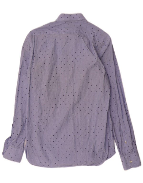 Camisa Boggi masculina de ajuste personalizado tamanho 40 15 3/4 risca de giz azul médio