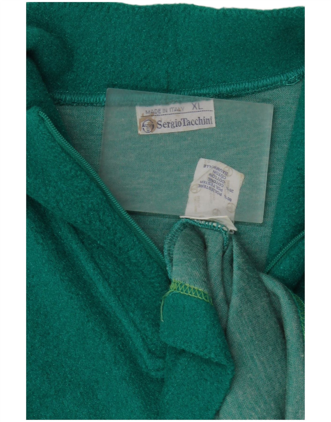 Sergio Tacchini Suéter masculino de lã com zíper e gola XL verde poliéster