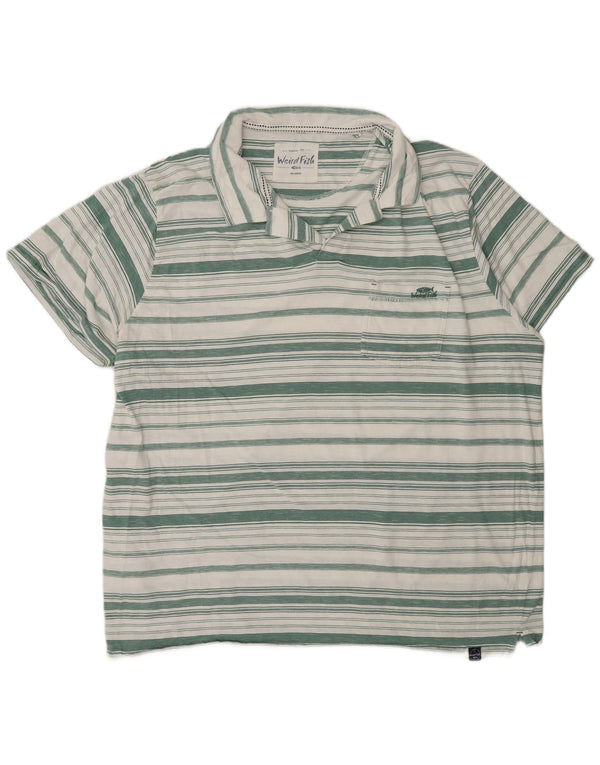 Camisa polo masculina 4XL de peixe estranho algodão listrado verde