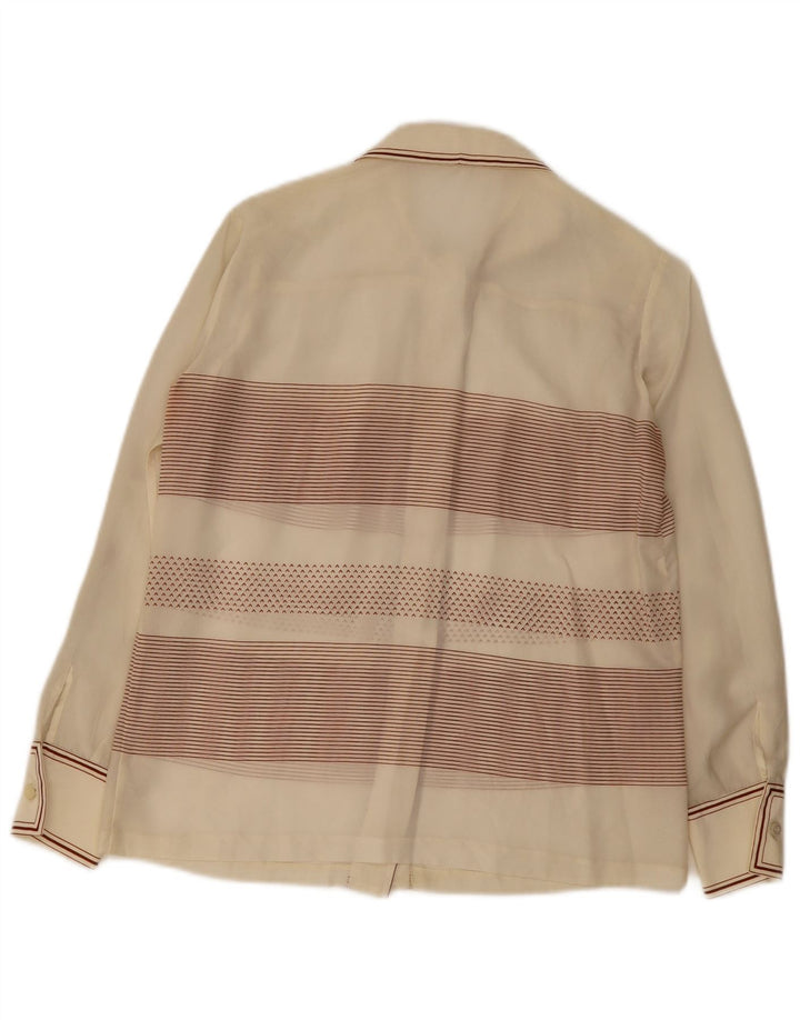 Blusa feminina vintage UK 14 listrada branca média