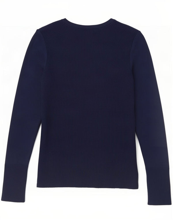 Top feminino Zara manga comprida UK 14 grande azul