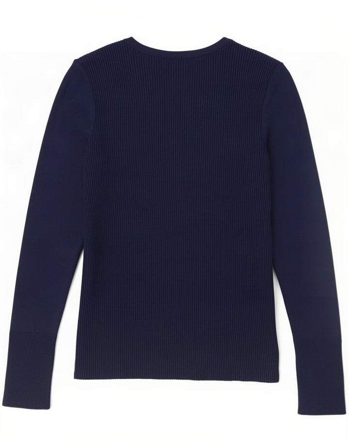 Top feminino Zara manga comprida UK 14 grande azul
