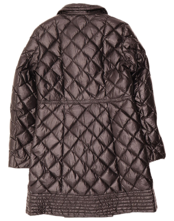 Casaco feminino Moschino com peito duplo acolchoado Reino Unido 8 pequeno poliamida preta