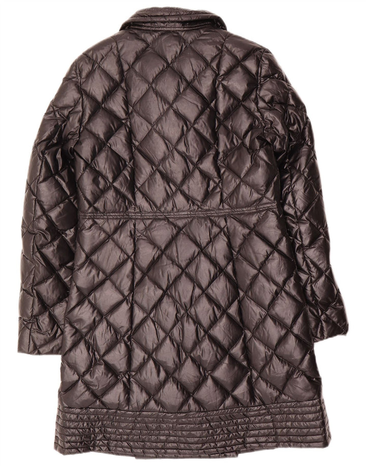 Casaco feminino Moschino com peito duplo acolchoado Reino Unido 8 pequeno poliamida preta