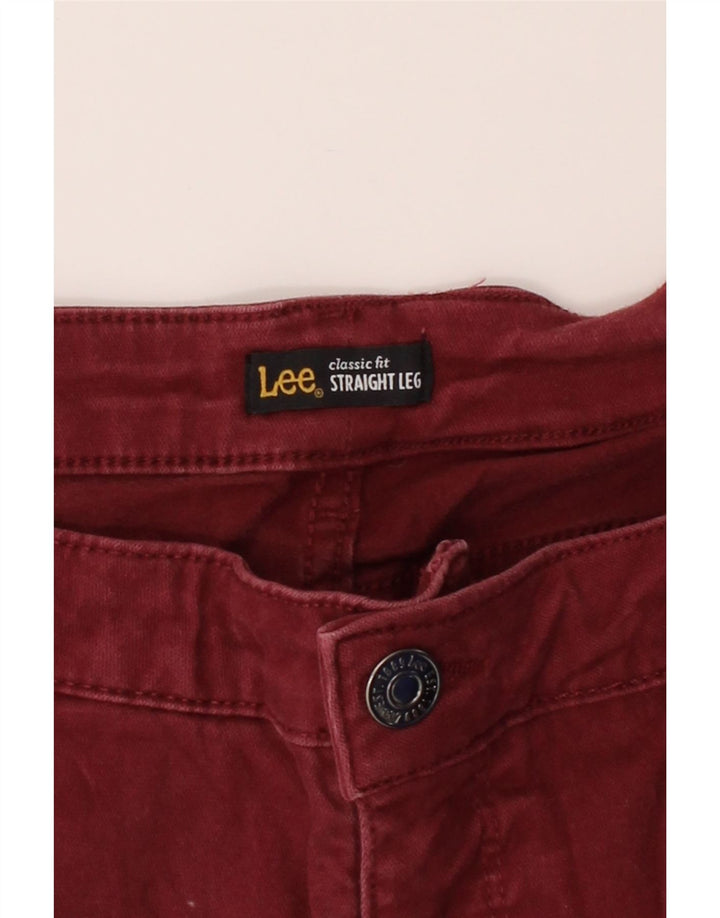 LEE Womens Classic Fit Straight Casual Trousers W33 L27 Burgundy Vintage Lee and Second-Hand Lee from Messina Hembry 