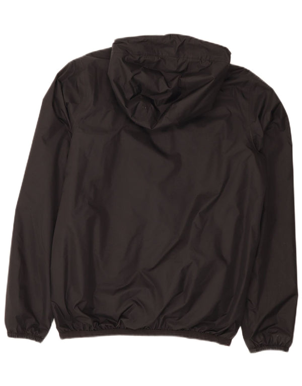 Jaqueta de chuva feminina com capuz grande K-Way UK 10 pequena poliamida preta