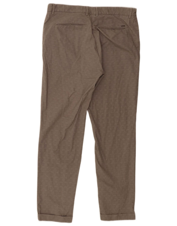 Calça masculina Massimo Dutti cônica EU 42 grande W32 L29 xadrez cinza