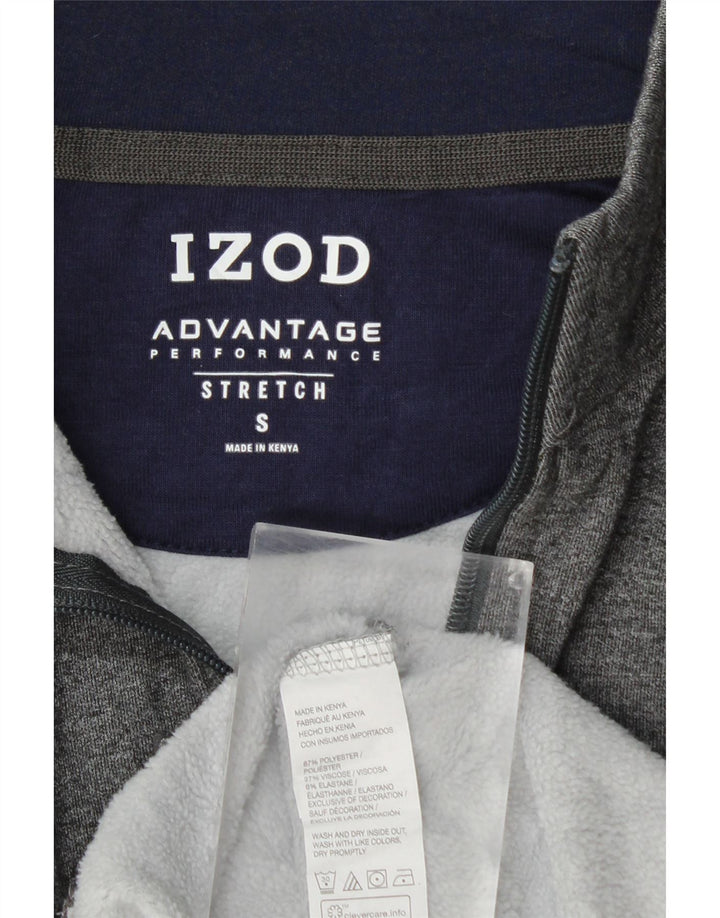Suéter masculino IZOD com zíper e gola em poliéster cinza pequeno