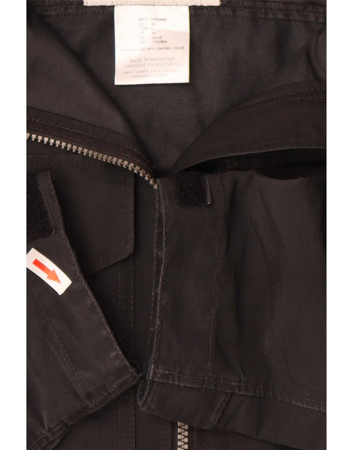 Jaqueta de chuva masculina Jack Wolfskin com capuz Reino Unido 36/38 poliéster preto médio