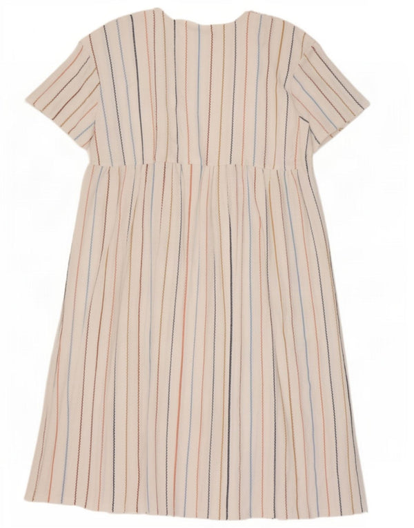 Vestido feminino Zara A-Line UK 16 grande poliéster listrado branco