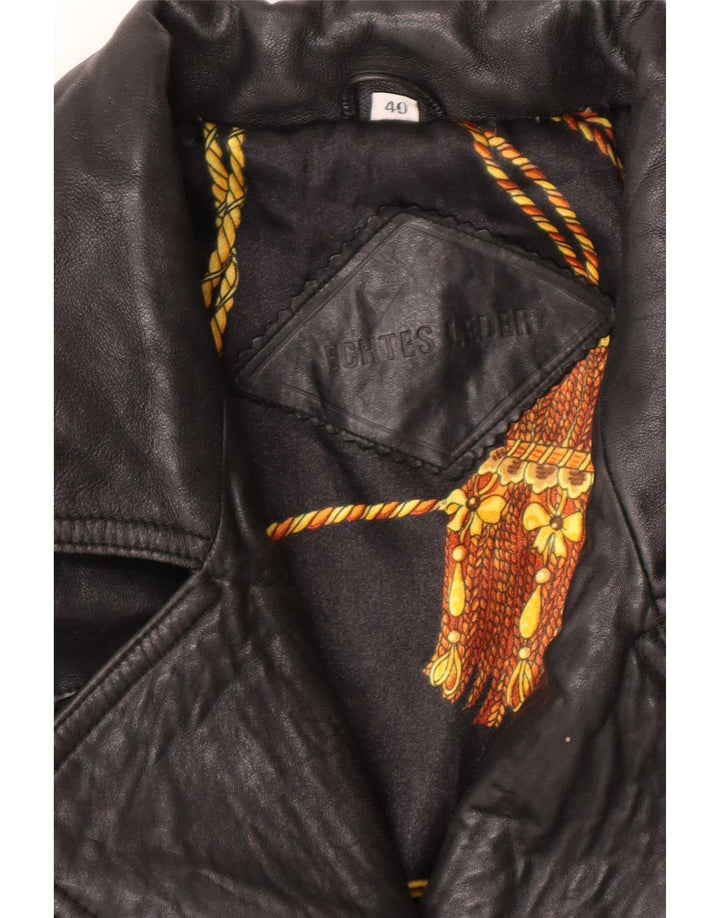 Jaqueta de couro feminina vintage para motociclista EU 40 médio preto