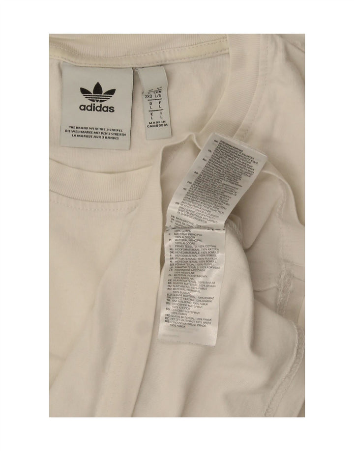 Adidas Mens Camiseta Top Grande Algodão Branco