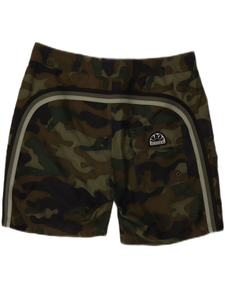 Shorts de natação masculino SUNDEK poliéster camuflado cáqui médio