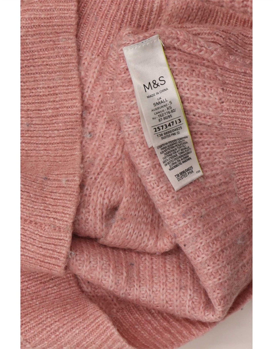 Suéter cardigã feminino grande Marks & Spencer Reino Unido 10 acrílico rosa pequeno