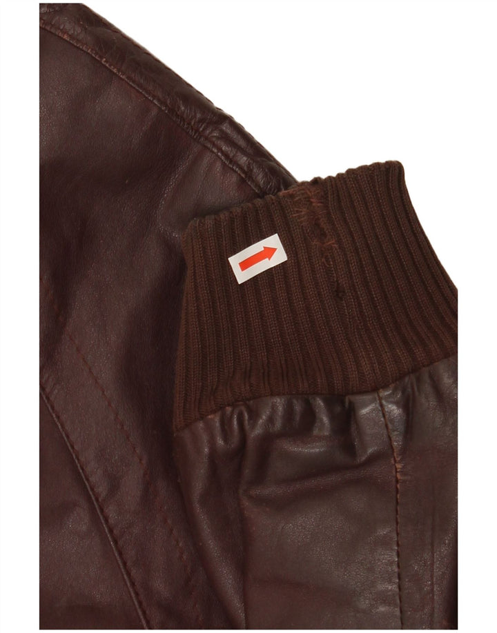 Jaqueta de couro masculina VINTAGE Reino Unido 38 Médio Borgonha