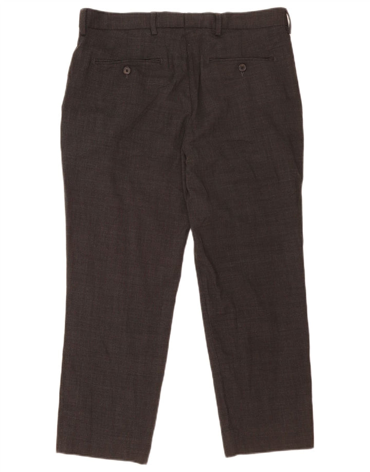 Calça masculina Marks & Spencer corte reto W34 L25 lã cinza