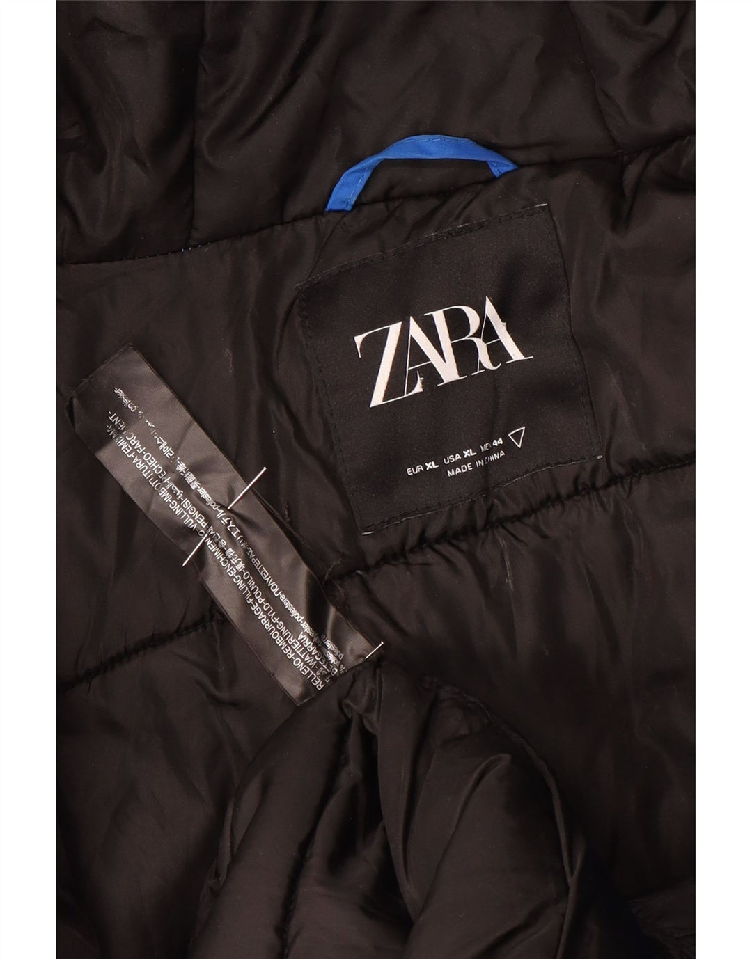 Jaqueta corta-vento masculina Zara com capuz UK 42 XL azul poliéster