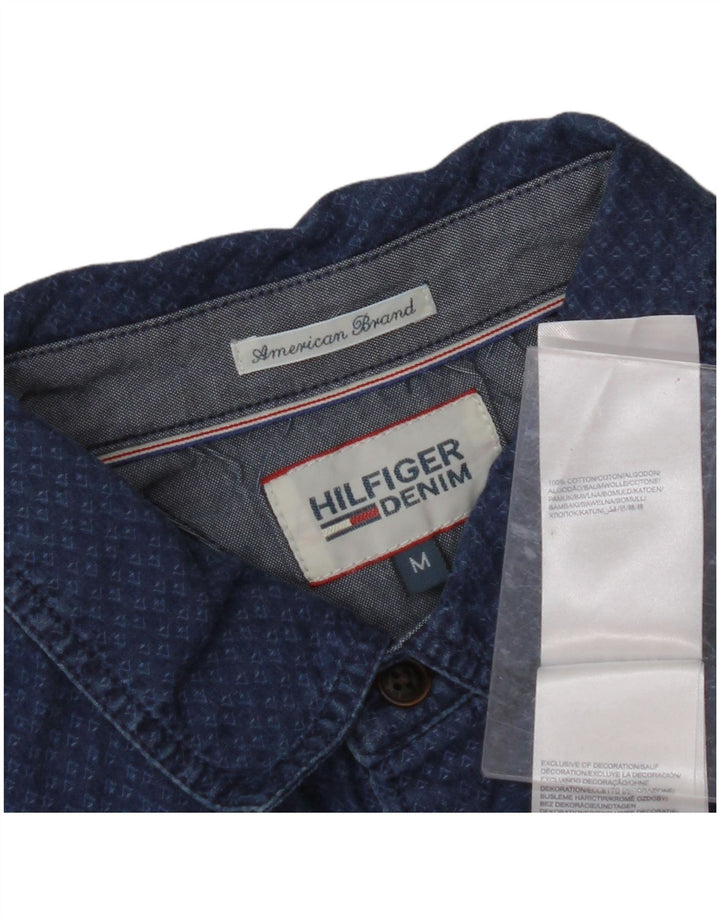 Camisa feminina TOMMY HILFIGER algodão geométrico azul médio