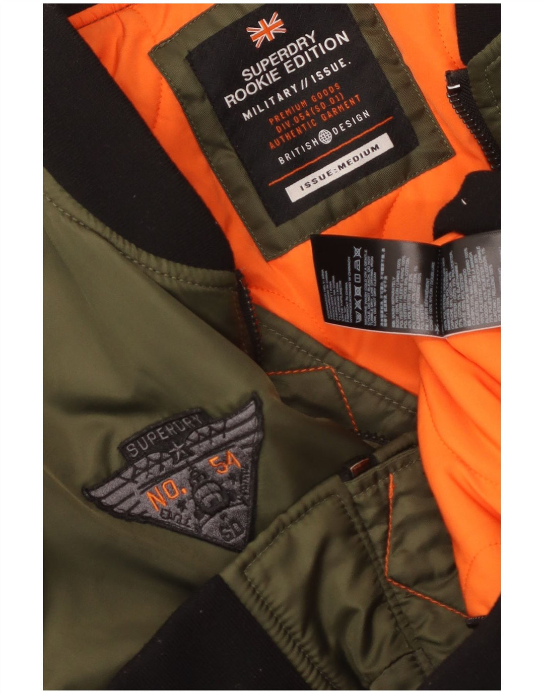 Jaqueta bomber militar masculina Superdry UK 38 nylon cáqui médio