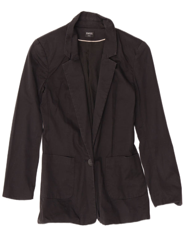 Jaqueta blazer feminina Oasis com 1 botão Reino Unido 8 pequena preta