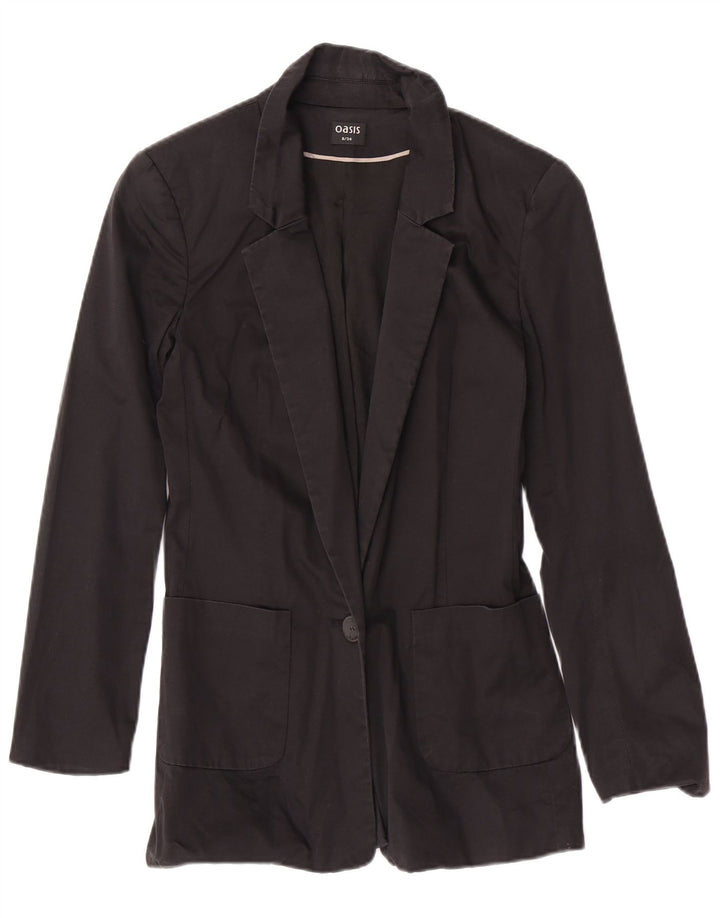 Jaqueta blazer feminina Oasis com 1 botão Reino Unido 8 pequena preta
