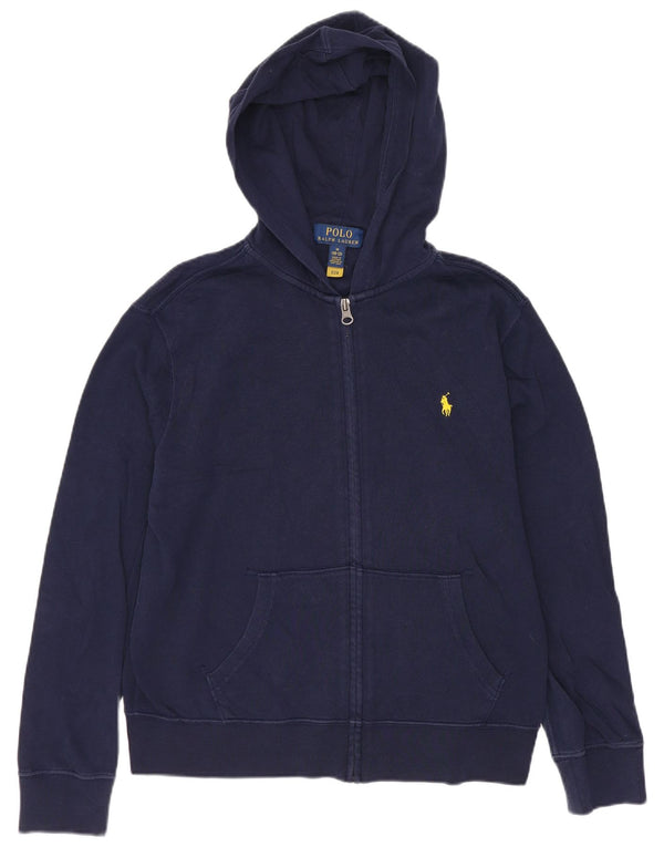 Polo Ralph Lauren Suéter feminino com capuz e zíper 10-11 anos médio azul marinho