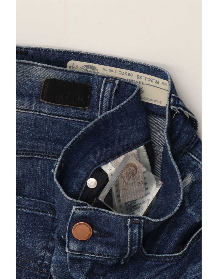 Jeans feminino diesel desgastado slim W24 L27 algodão azul